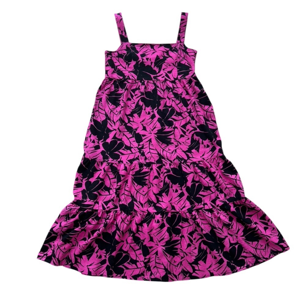 Michael Kors Floral Tiered Midi Sundress in Linen Blend Small